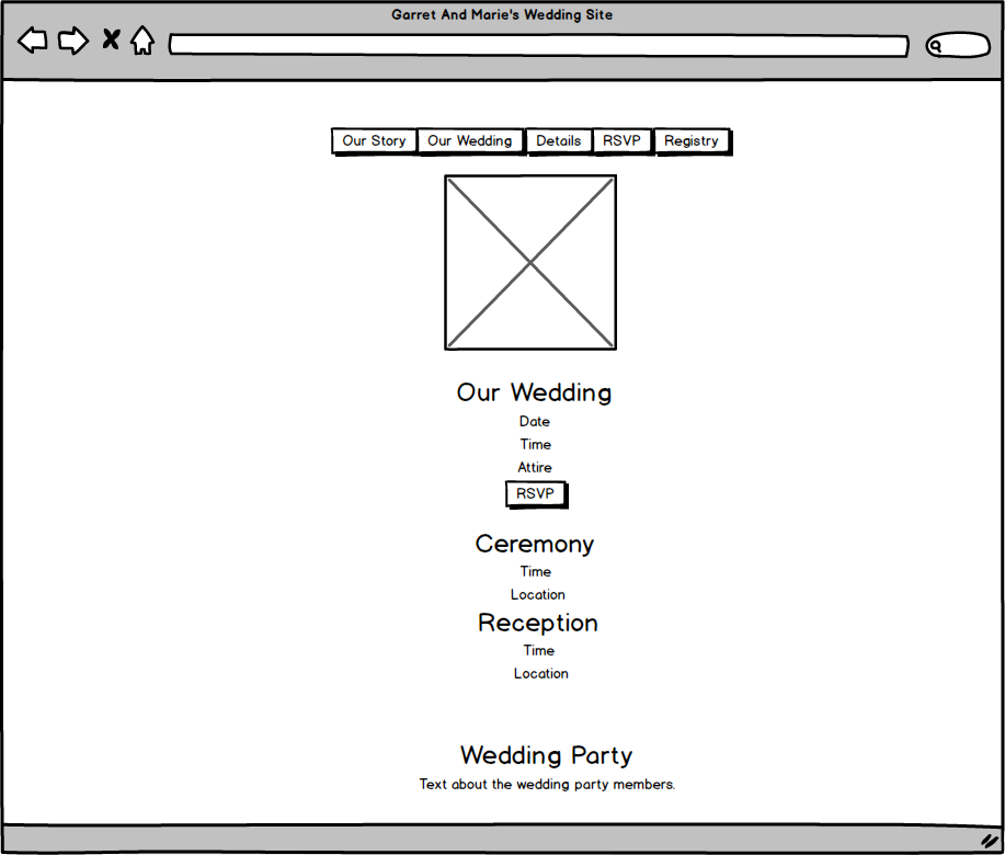 Our Wedding Page Wireframe